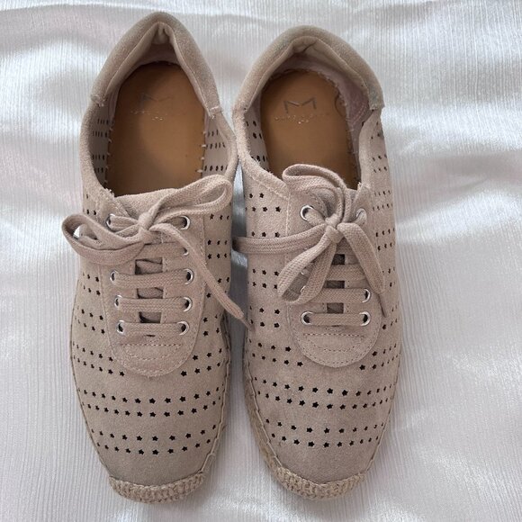 Marc Fisher Carrol Perforated Star Cutout Metallic Espadrille Sneaker - Picture 1 of 9